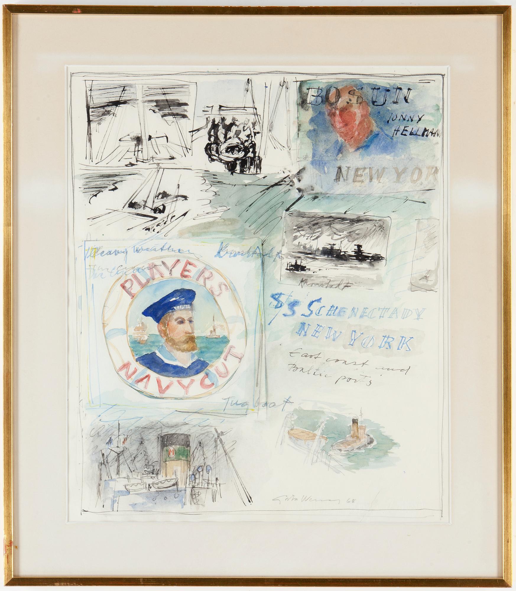 GÖSTA WERNER, blandteknik, signerad och daterad -68.