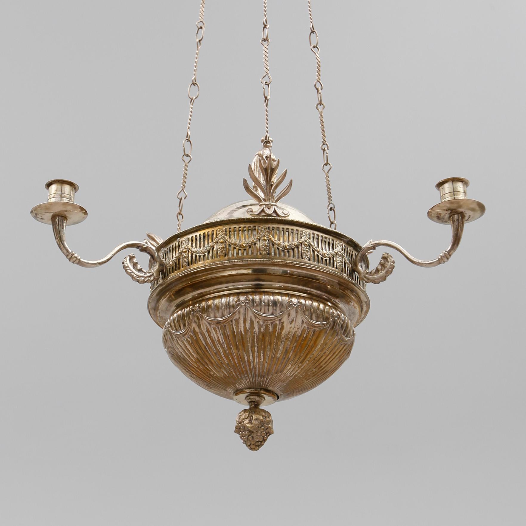 TAKLAMPA, pläter, Ryssland, 1800-/1900-tal. Höjd ca 65 cm.