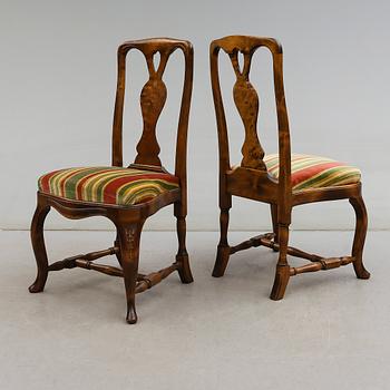 STOLAR, 6 st senbarockstil, sannolikt Åmells, 1900-talets andra hälft.