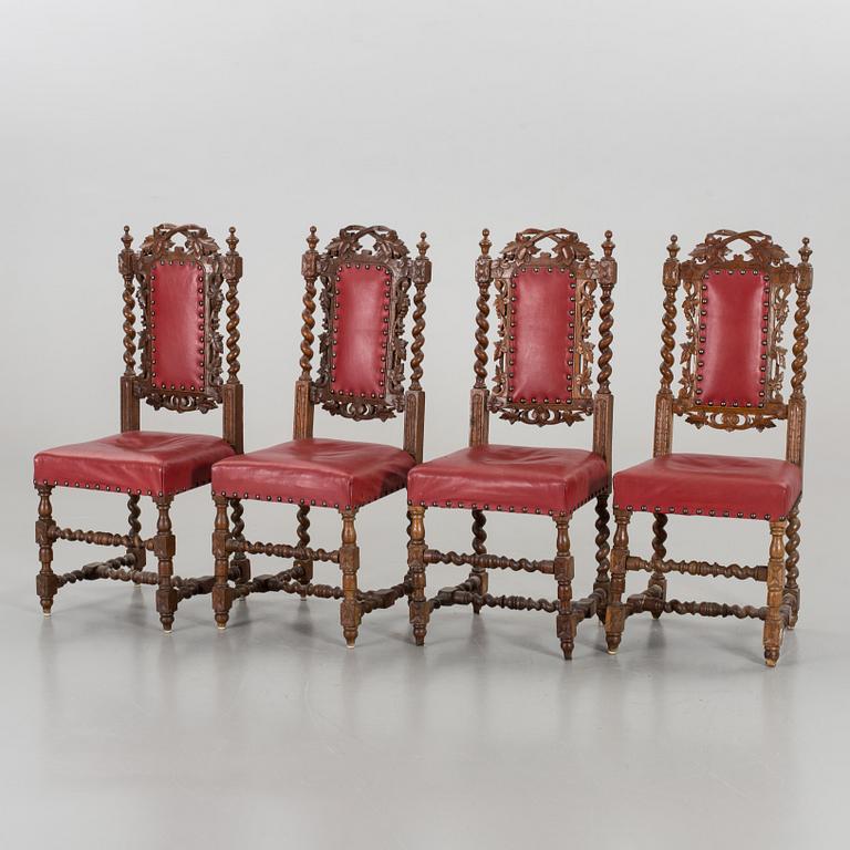 FOUR BAROQUE STYLE CHAIRS, 20th century.