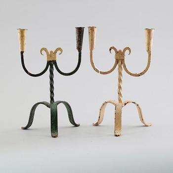 LJUSSTAKAR, 1 par, smide, allmoge, 1800-tal.