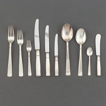A 107-pcs part silver flatware service "Rosenholm", GAB, Sweden, 1960s.