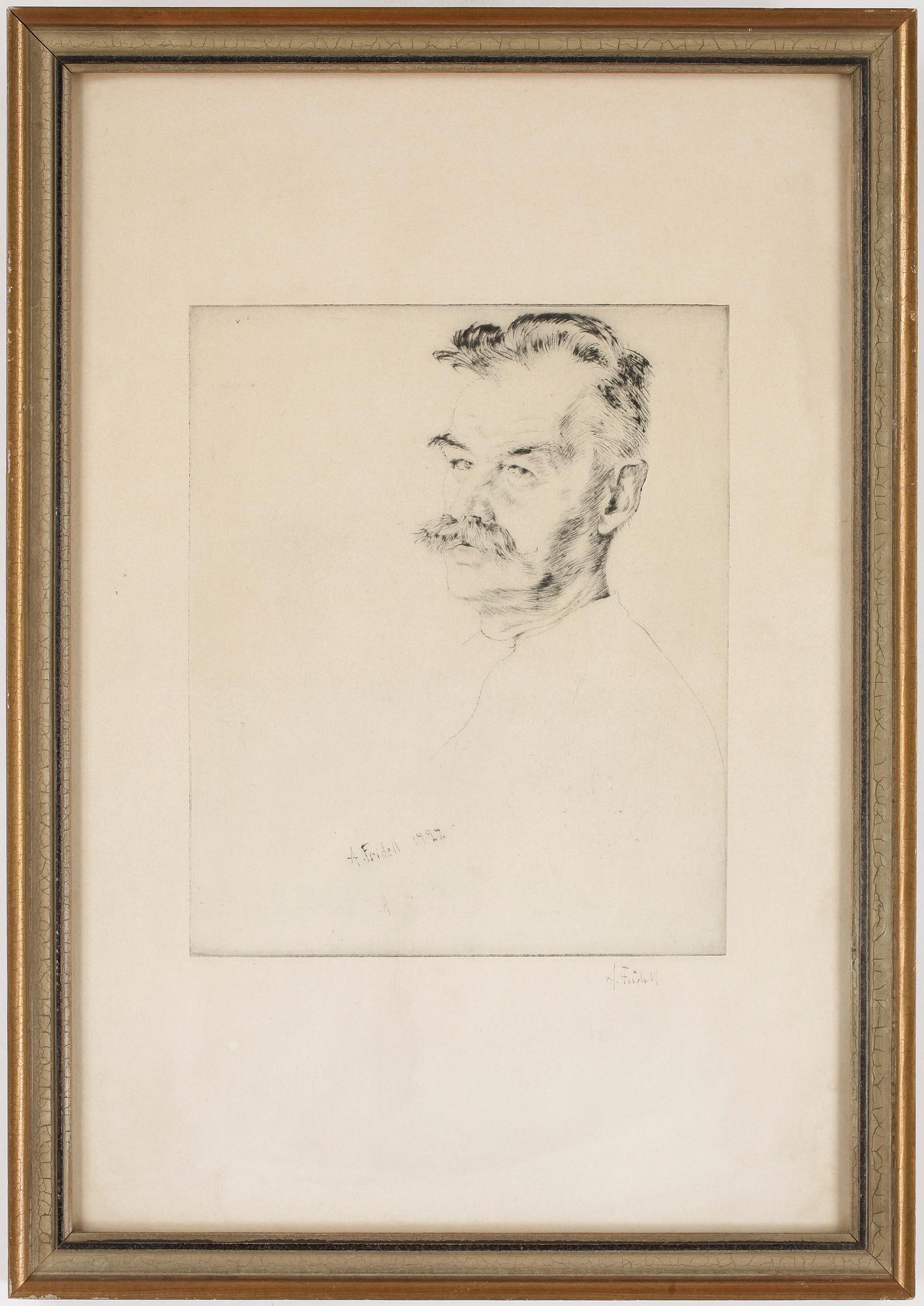 AXEL FRIDELL, torrnål. Signerad.