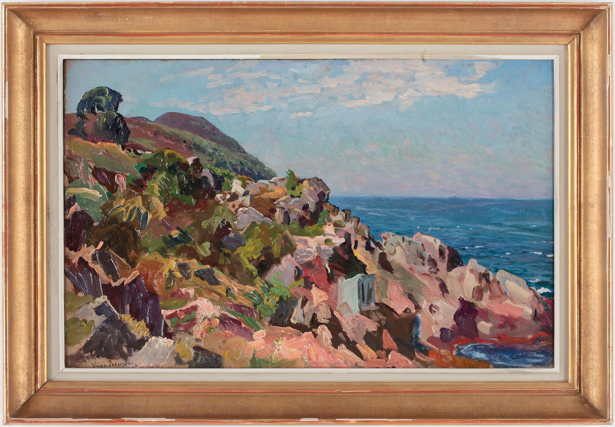 VIGGO PEDERSEN, olja på pannå. Signerad.
