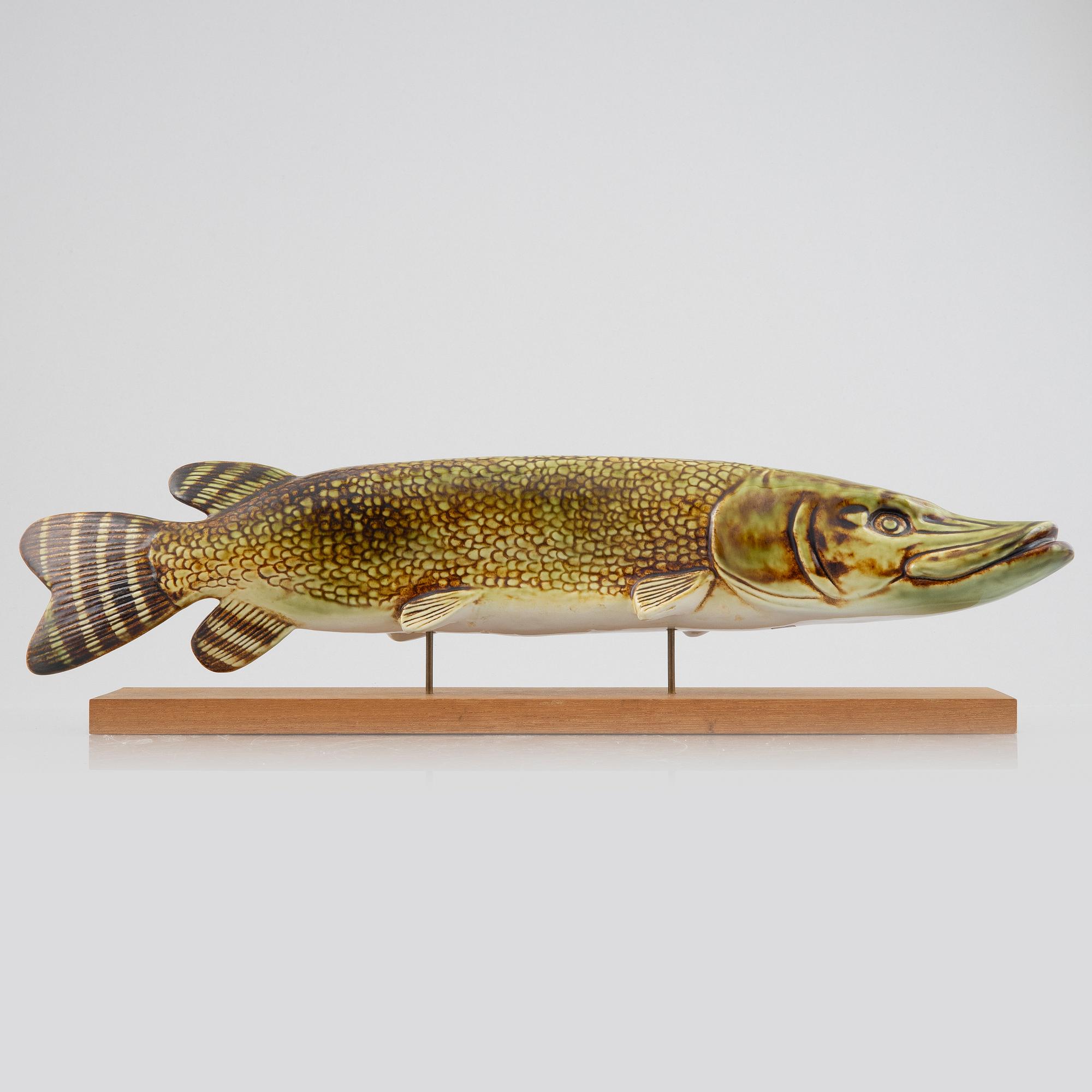 Sven Wejsfelt, a stoneware pike figurine/sculpture, Gustavsberg, Sweden.