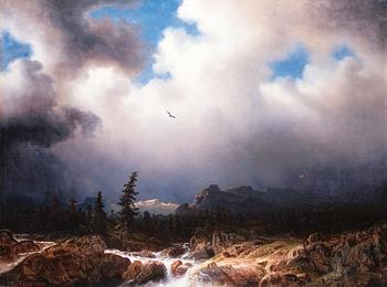 1049. Marcus Larsson, Torrent in a landscape with a stormy sky.