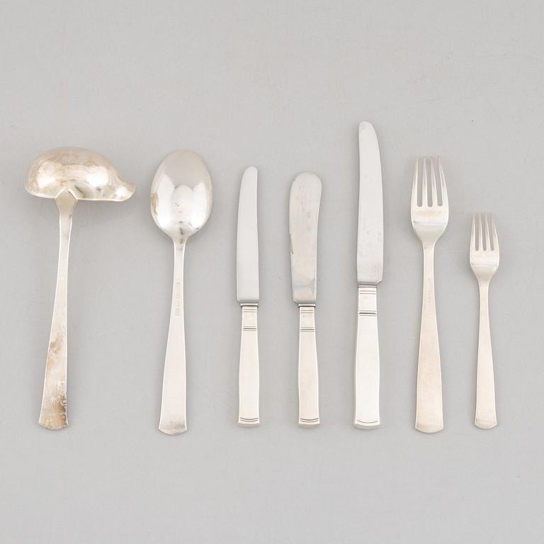 Jacob Ängman, a 65-piece silver cutlery, model 'Rosenholm', GAB, Stockholm and Eskilstuna, including 1957.