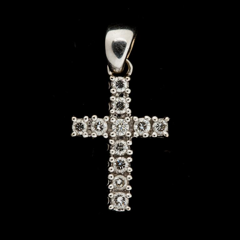 HÄNGE, 18 k vitguld med briljantslipade diamanter ca 0,22 ct. Vikt ca 3 g.