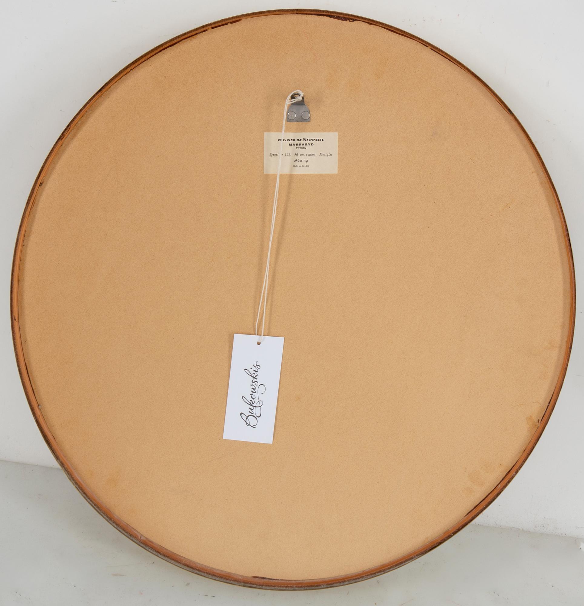 A brass famed mirror from Glas Mäster, Markaryd, second half of the 20th Century.