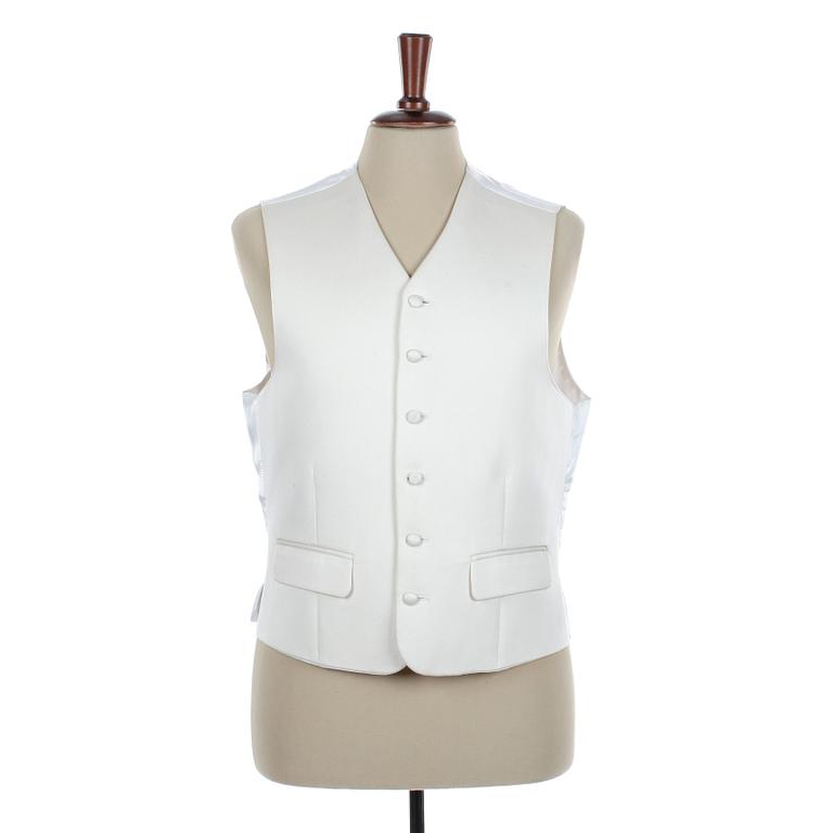 TIGER OF SWEDEN, awhite cotton and silk men´s evening jacket and vest, size 50.
