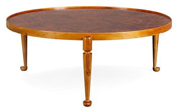 A Josef Frank walnut and burrwood sofa table, Svenskt Tenn, model 2139.