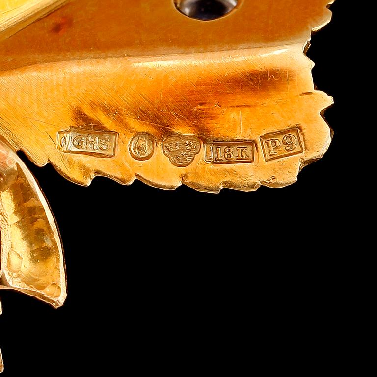 BROSCH, 18 k guld, svenska stämplar, 1965. Vikt ca 18 g.