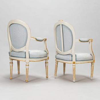 Two armchairs, Louis XVI, probably Denmark, second half of the 18th century.