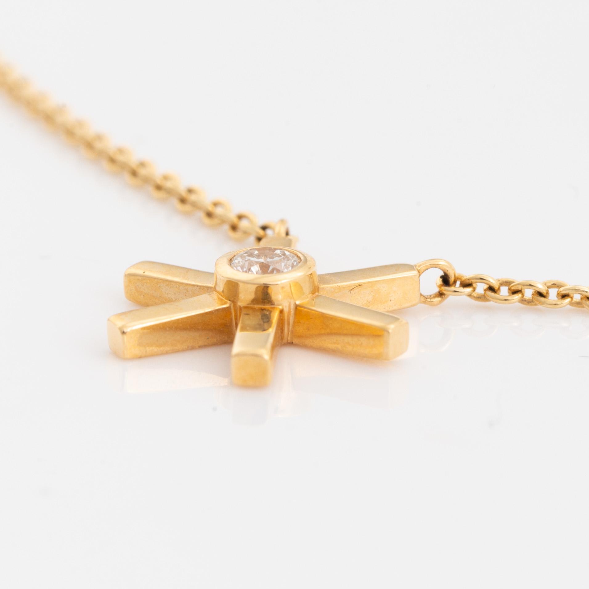 Efva Attling, collier, "Starflower", 18K guld med briljantslipad diamant.