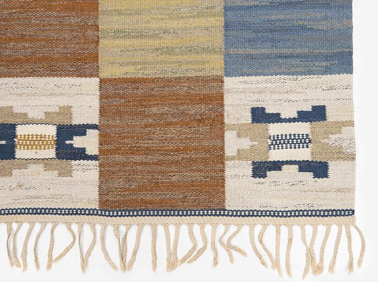 Märta Måås-Fjetterström, a carpet, 'Rutmattan med blått', flat weave, c 235 x 118 cm, signed AB MMF.