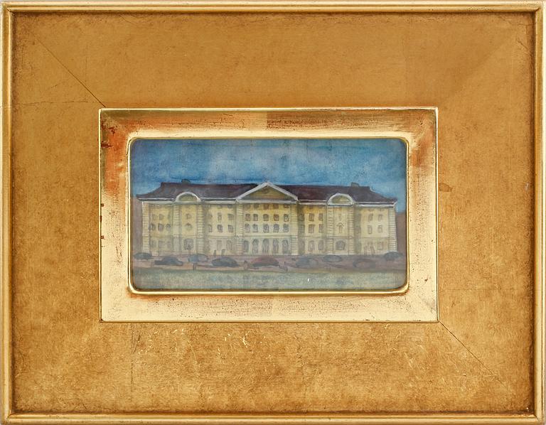 OKÄND KONSTNÄR, 4 st, akvarell och olja på duk, 1900-tal.