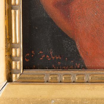 CHARLES FRANCOIS FELU, oil on board, signed.