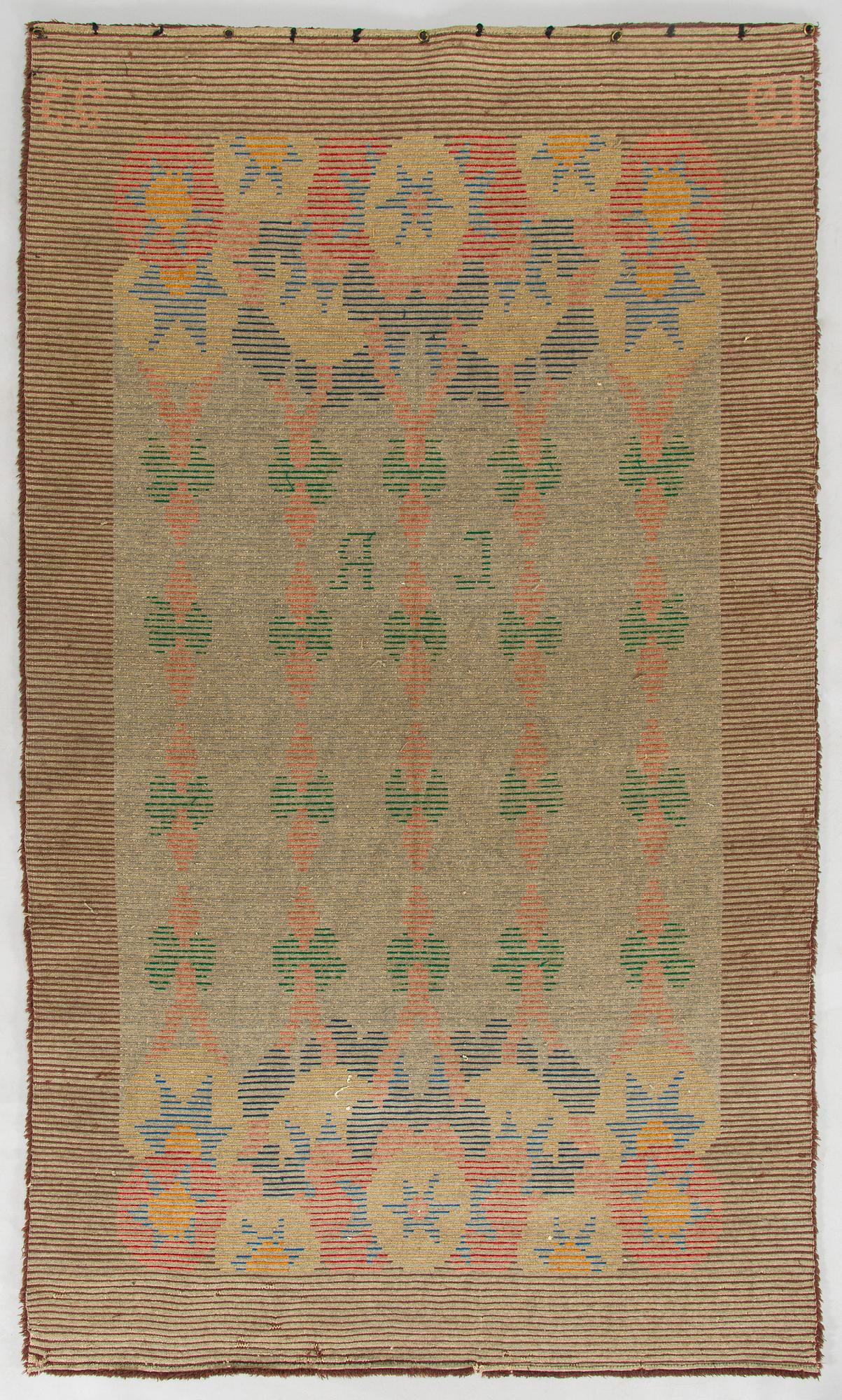 Ingegerd Eklund, a finnish longpile ryijy-rug, model for Friends of Finnish Handicraft. Designed 1912. Ca. 230 x 130 cm.