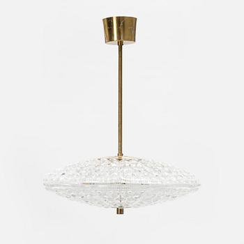 Carl Fagerlund, a glass and brass ceiling light, Orrefors, second half of the 20th Century.
