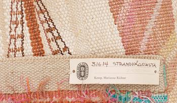 TAPESTRY. "Strandvägsskuta". Tapestry weave variant (gobelängvariant). 104,5 x 95 cm. Signed AB MMF MR.