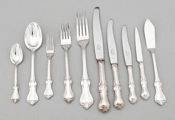 BESTICKSUPPSÄTTNING, 114 delar, silver, K. Andersson, 1938. Vikt. 3365 g, exkl. knivar.