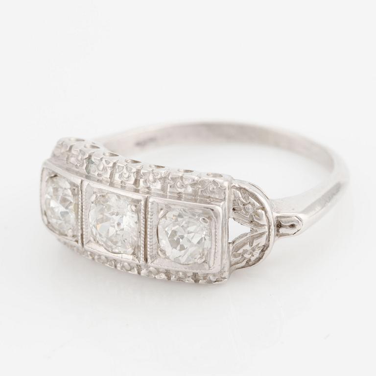 Ring, platinum with three old-cut diamonds.