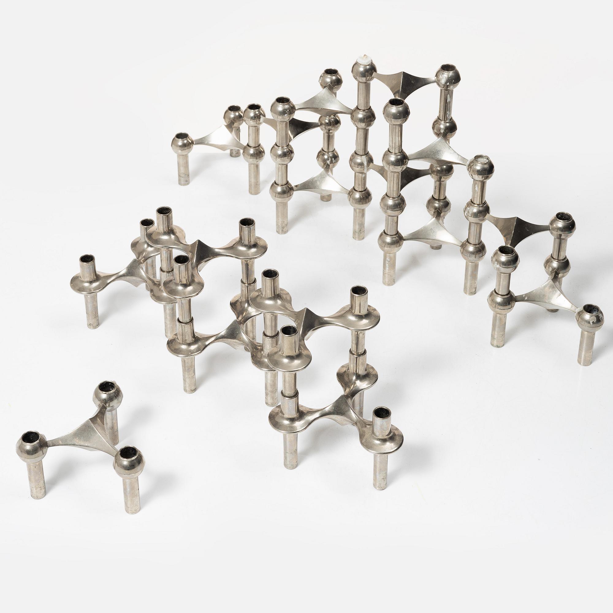 Ceasar Stoffic & Friz Nagel, candle holders 16 pcs Germany late 20th century.