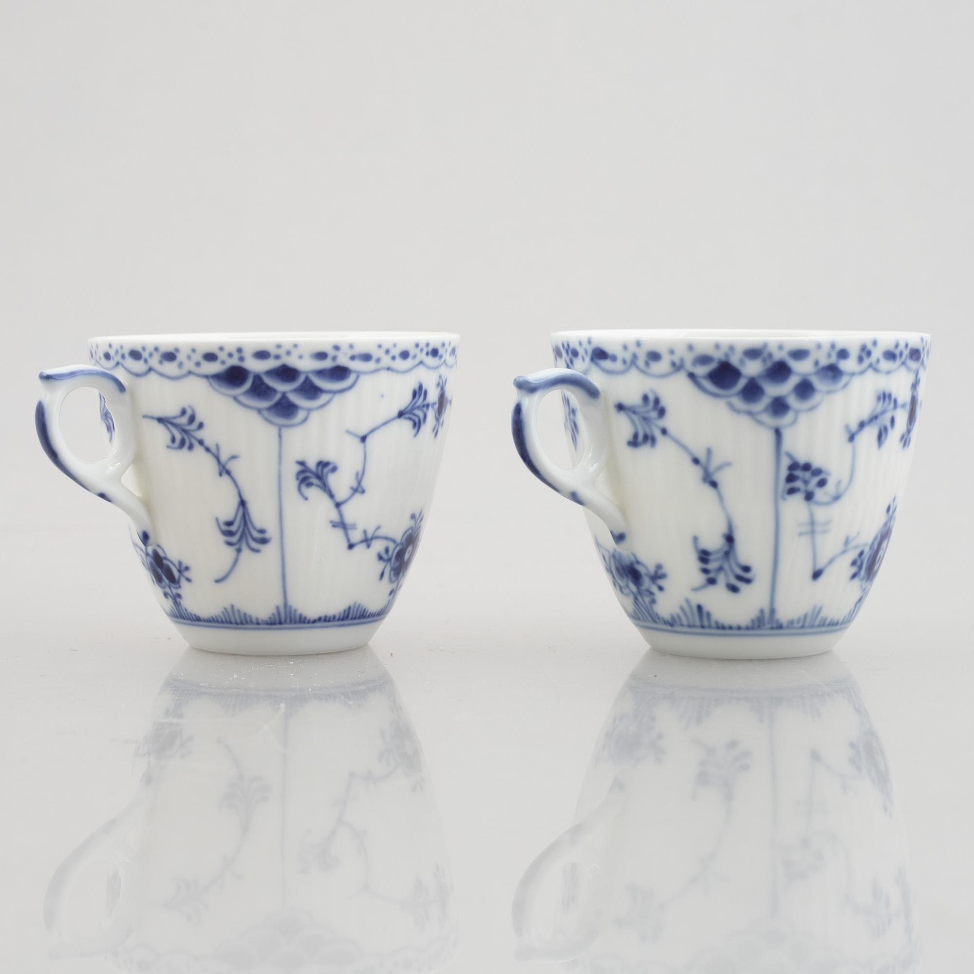 Royal Copenhagen, a 28-piece coffee service, 'Blue Fluted Half Lace', Denmark.