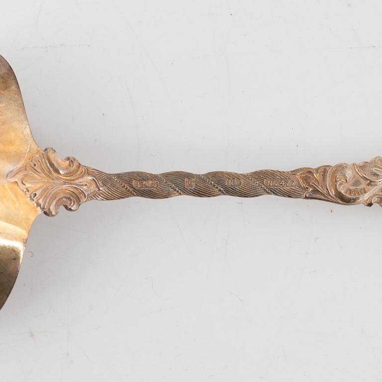 Bowls, cups, cutlery, cream jug, and candlestick, 11 pieces, silver. Including K Anderson, Stockholm 1923.