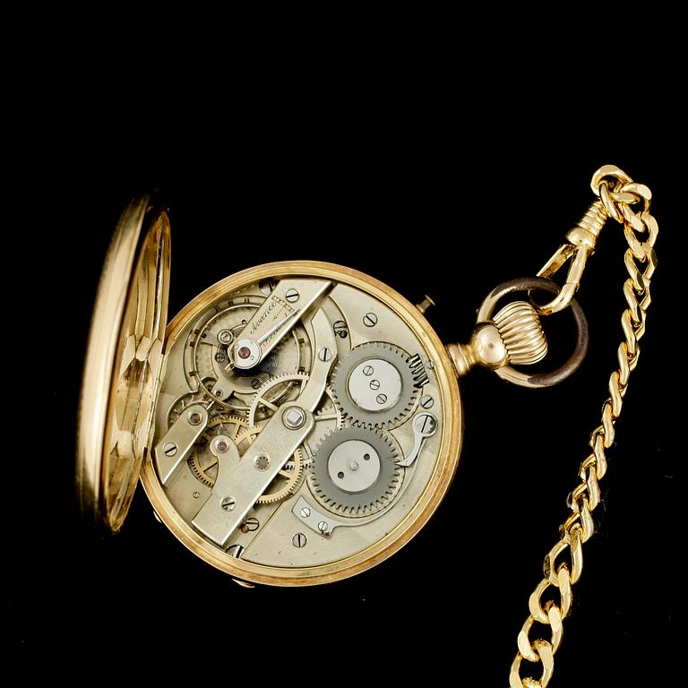 FICKUR, 18k guld, omkring sekelskiftet 1900. Total vikt ca 77,6 gram.