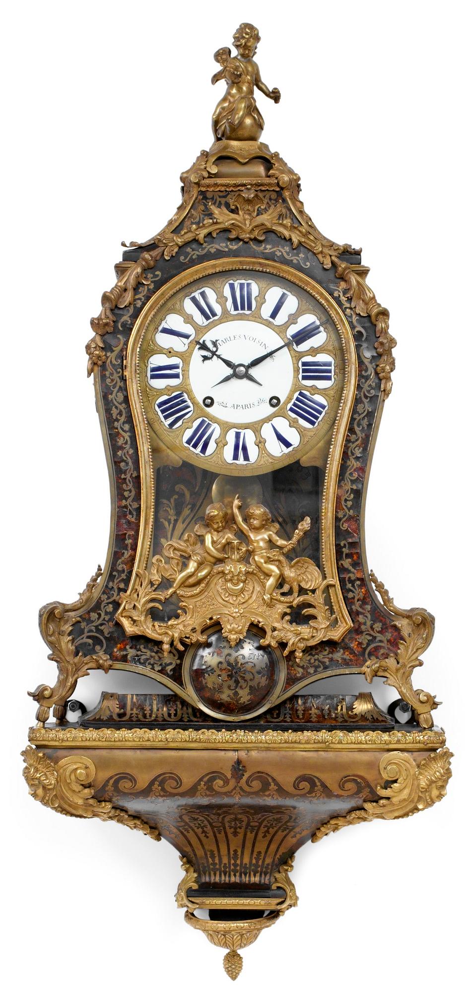 A Régence bracket clock marked Charles Voisin A Paris.