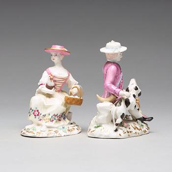 Two Swedish Marieberg soft paste figurines, 18th Century.