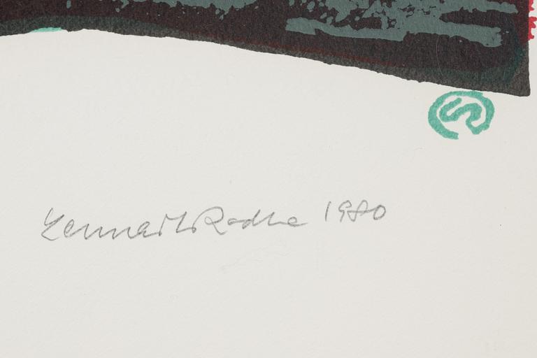 Lennart Rodhe, färgserigrafi, 1980, signerad 59/220.