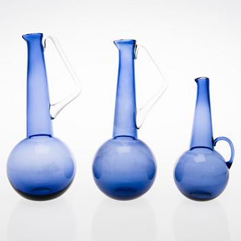 TAMARA ALADIN, KARAFFER, 3 st, glas, Riihimäen Lasi, 1961-66.