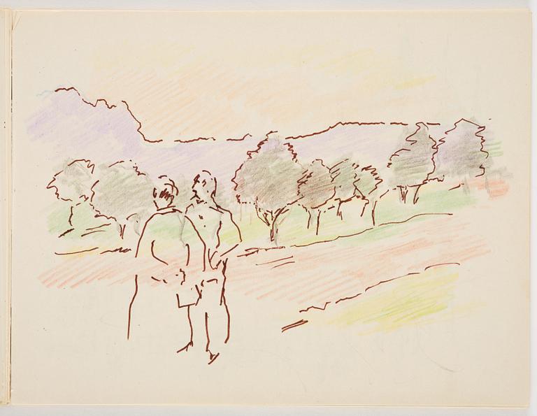 Lotte Laserstein, Skissblock med 22 teckningar varav 7 signerade.