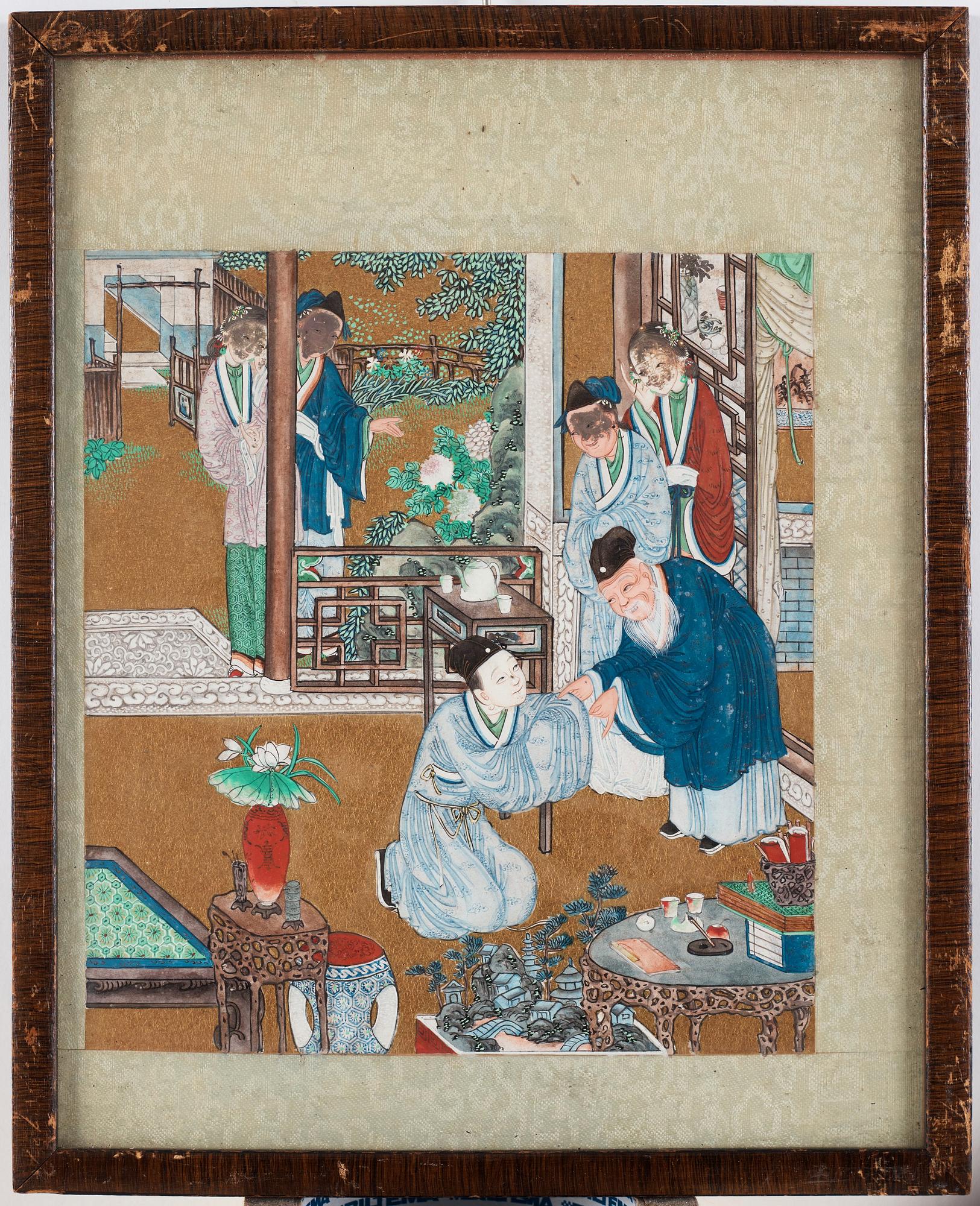 A set of nine Chinese watercolours by unknown artist, 19th Century.