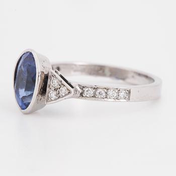 Sapphire and brilliant-cut diamond ring.