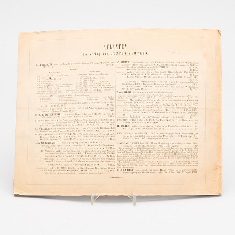 "Physikalischer schul-atlas by Dr Heinrich Berghaus. Utgiven verlag Justus Perthes 1850.