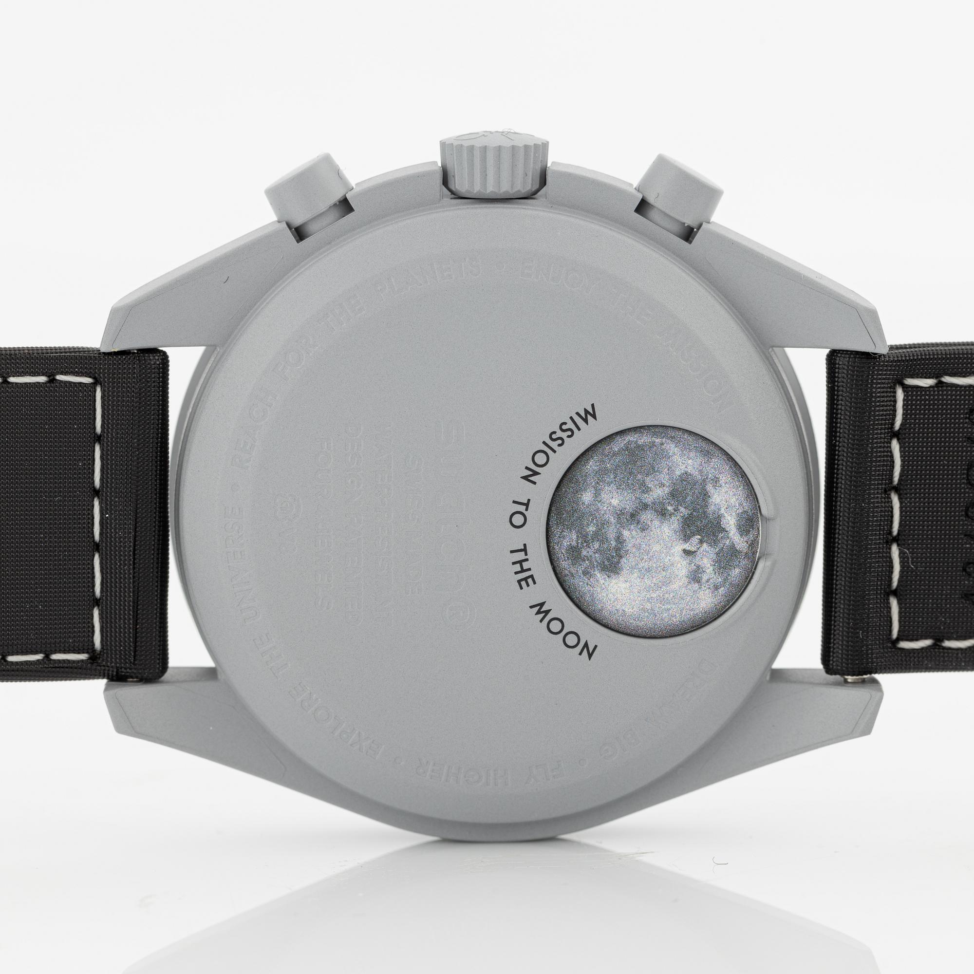 Omega/Swatch, MoonSwatch, Mission to Earthphase, chronograph, wristwatch, 42 mm.