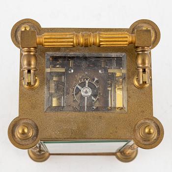 A brass carriage clock, 20th Century.
