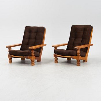 Collden, a pair of model 'Tälja' pine armchairs, Sweden, 1960's.