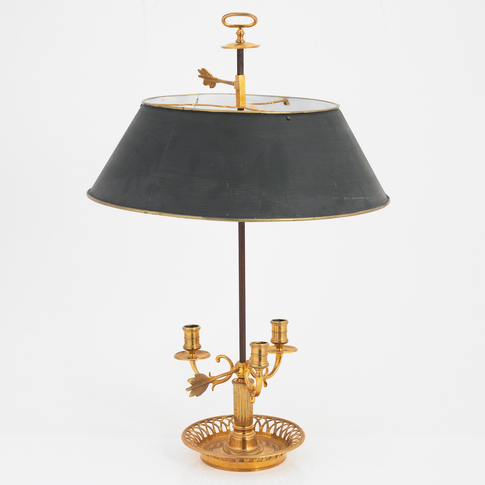 Bordslampa, "lampe Bouillotte", senempire, 1800-tal.