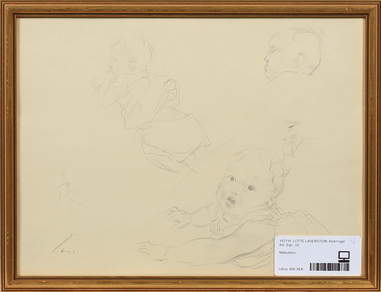 LOTTE LASERSTEIN, teckningar, 4 st. Sign.