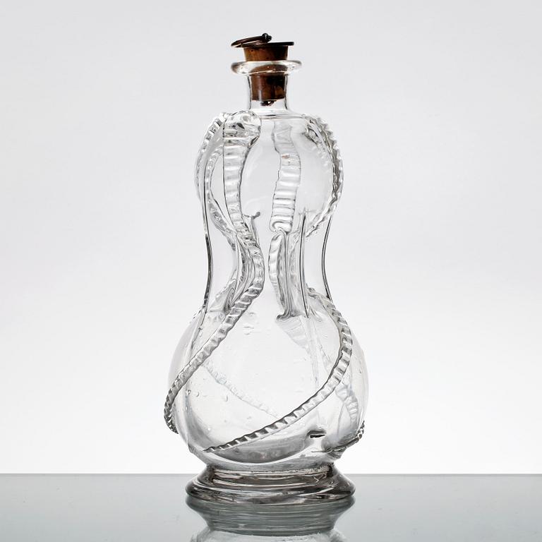KLUCKAFLASKA, glas, ca år 1800.