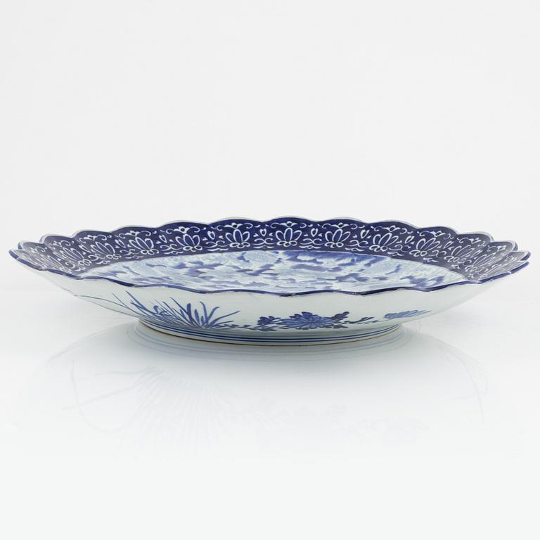 A Japanese blue and white large dish, Meiji period (1868-1912).