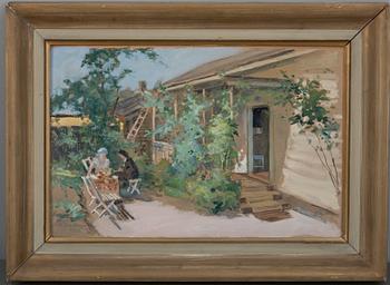 Hugo Backmansson, KAFFESTUND I TRÄDGÅRDEN.