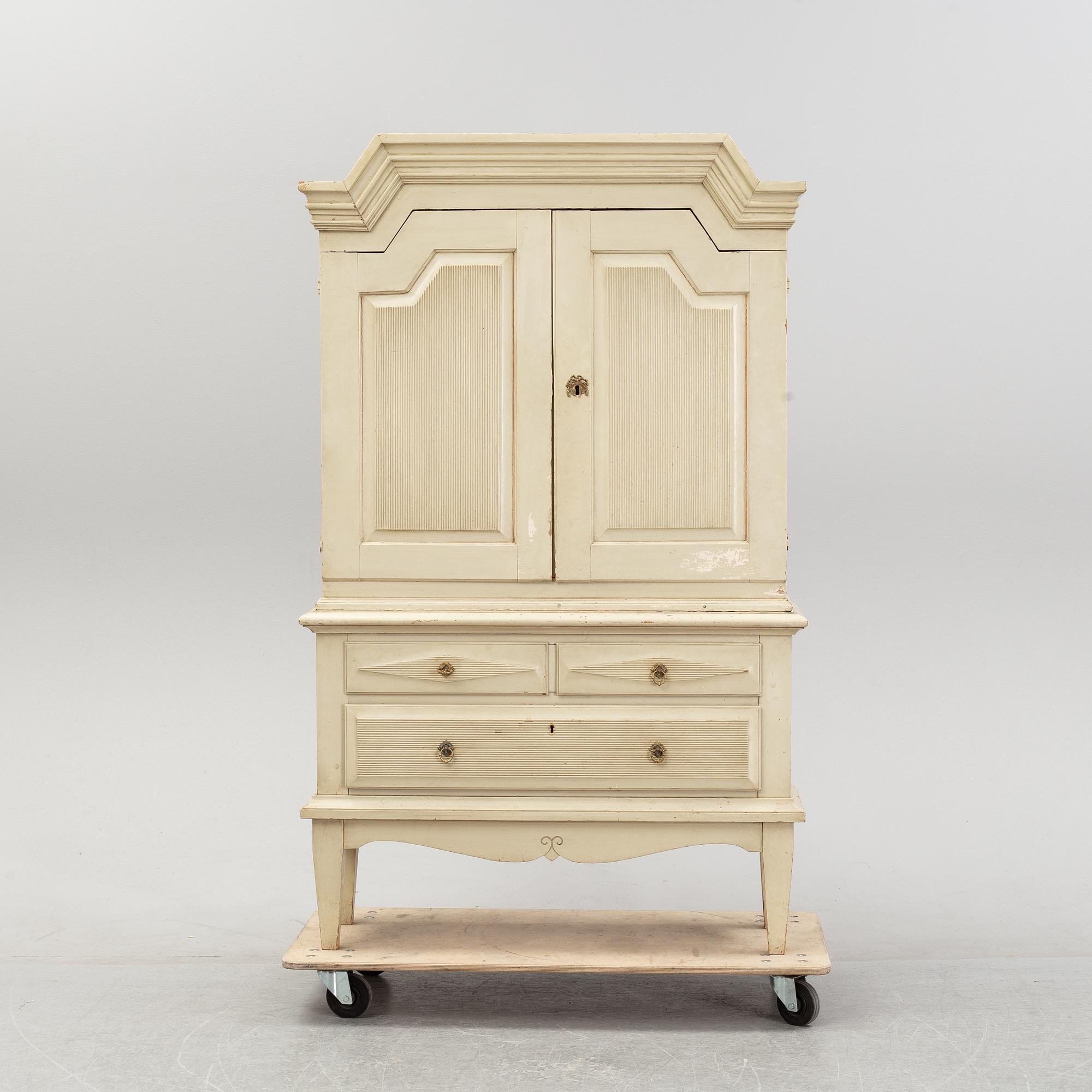 A painted Swedish cabinet, second half of the 18th century and mid 20th century.