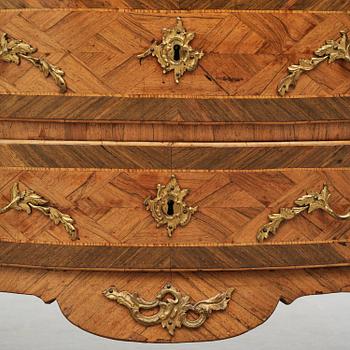 A rosewood parquetry commode, Stockholm, later part 18th century.
