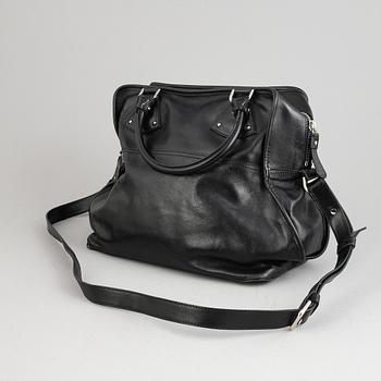 Mulberry, a black leather handbag.