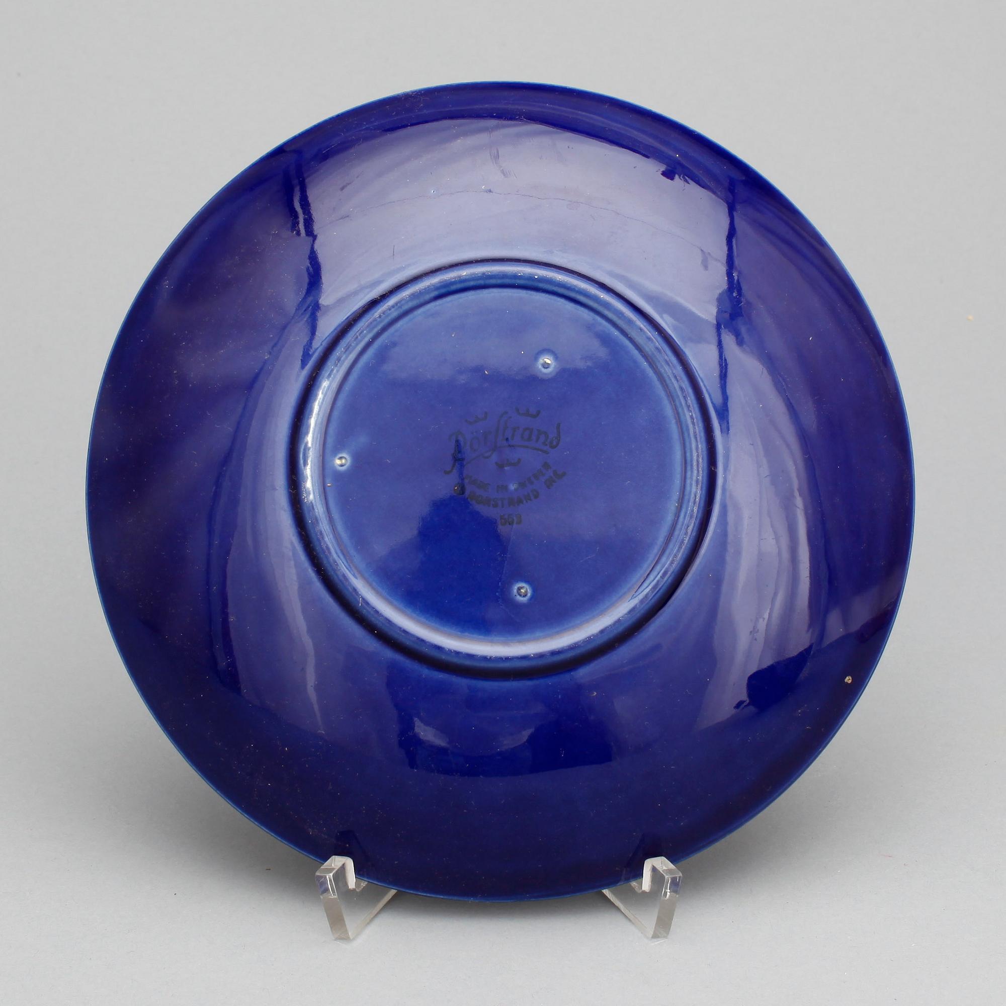 SERVISDELAR, 15+1 delar, flintgods, "Blå Eld", Hertha Bengtsson, Rörstrand, 1900-talets andra hälft.